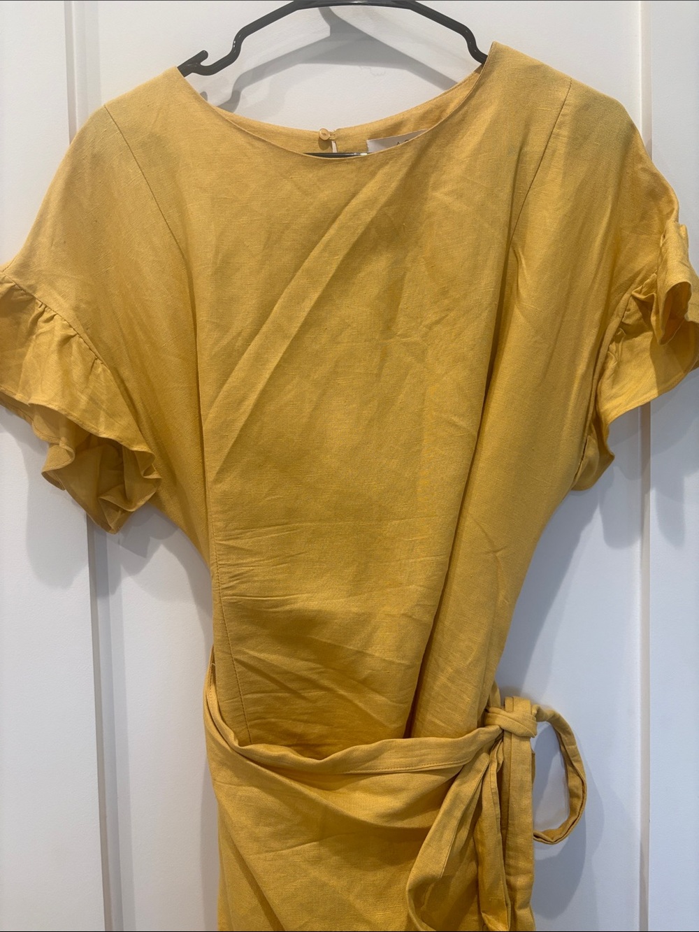 Astr Mustard Wrap Ruffle Mini Dress - Picture 3 of 12